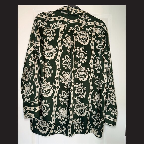 ZARA Green Floral Printed Satin Blouse Size M - Picture 3 of 3